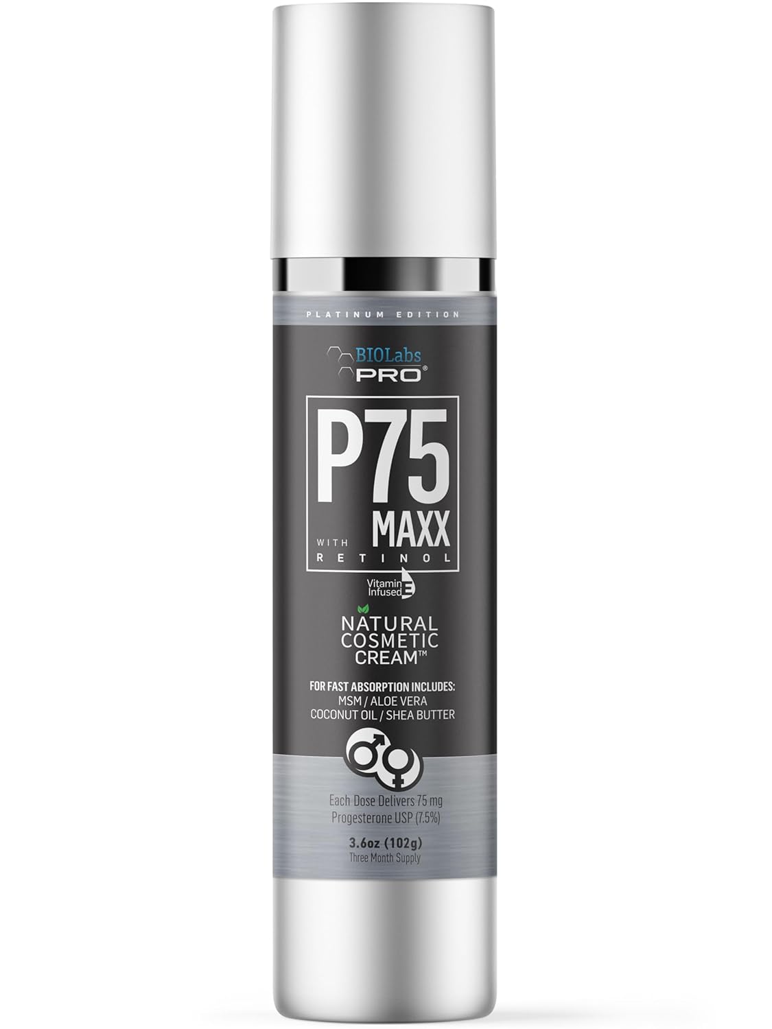 BIOLABS PRO Progest Cream P75 Maxx 6000mg Progest per Bottle – Three Month Supply – 3.6oz