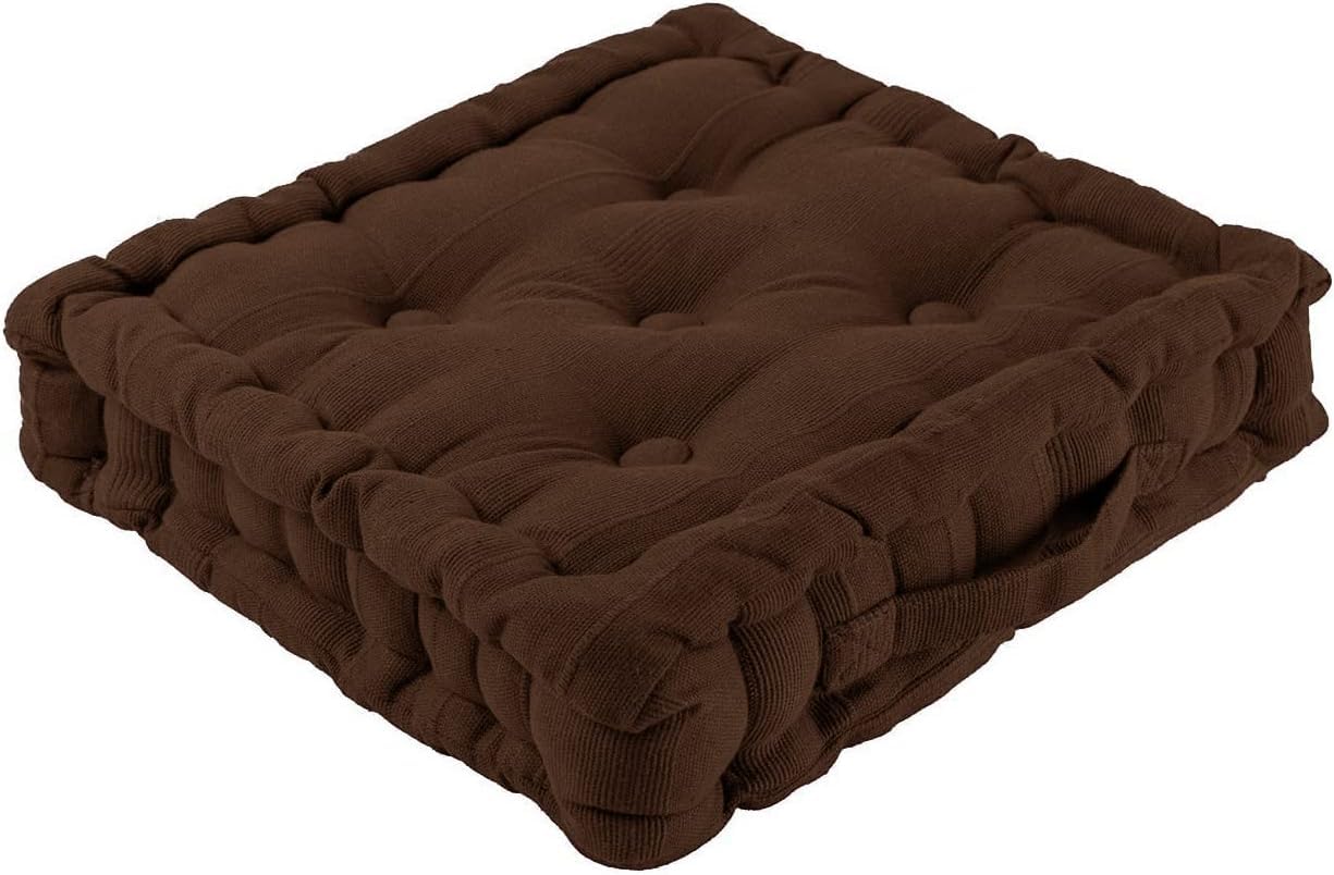 100% Cotton Armchair Booster Cushion Large Square Booster Seat Pad Dining Chair Thick Firm Cushion, Ideal for Home, Office, Garden, Pregnancy, Maternity, Elderly, Post Surgery (Brown)