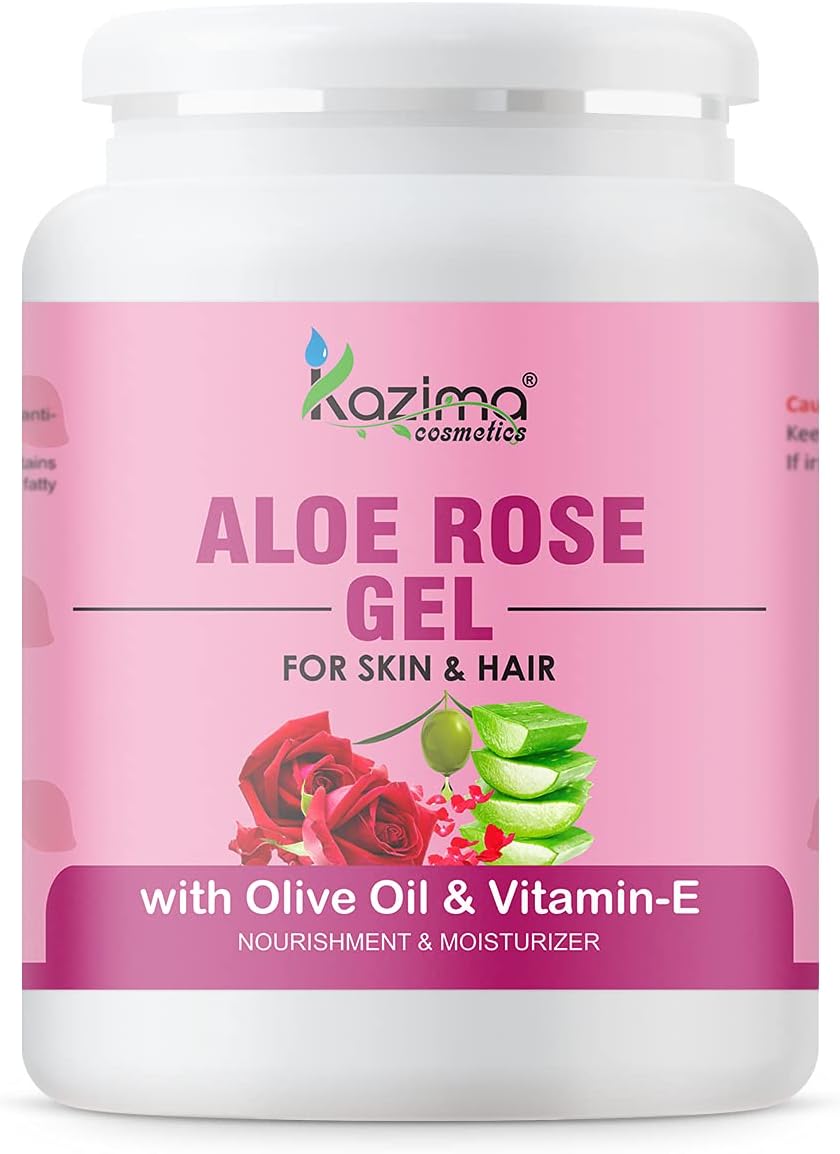 Aloe Rose Gel for Face and Body, 500gm | with Olive, Vitamin E and Pure Aloe Vera for Soothing, Hydrating, and Moisturizing | Aloe Rose Soothing Gel for Senstitive & Irritated Skin