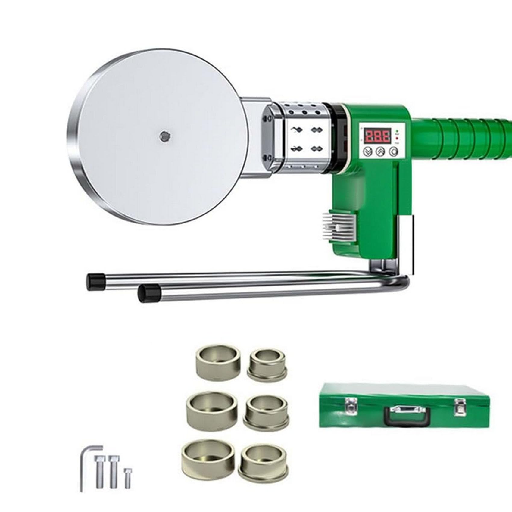 Spawarka do rur z tworzywa sztucznego, spawarka do rur PE/PB/PPR 2000 W z 6 regulowanymi głowicami matrycowymi, regulacja temperatury od 0 do 320 ℃ do projektów DIY