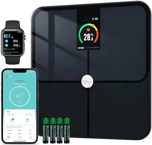 Báscula inteligente, báscula de grasa corporal de alta precisión con pantalla LCD TFT, báscula de baño para peso corporal, báscula de peso digital