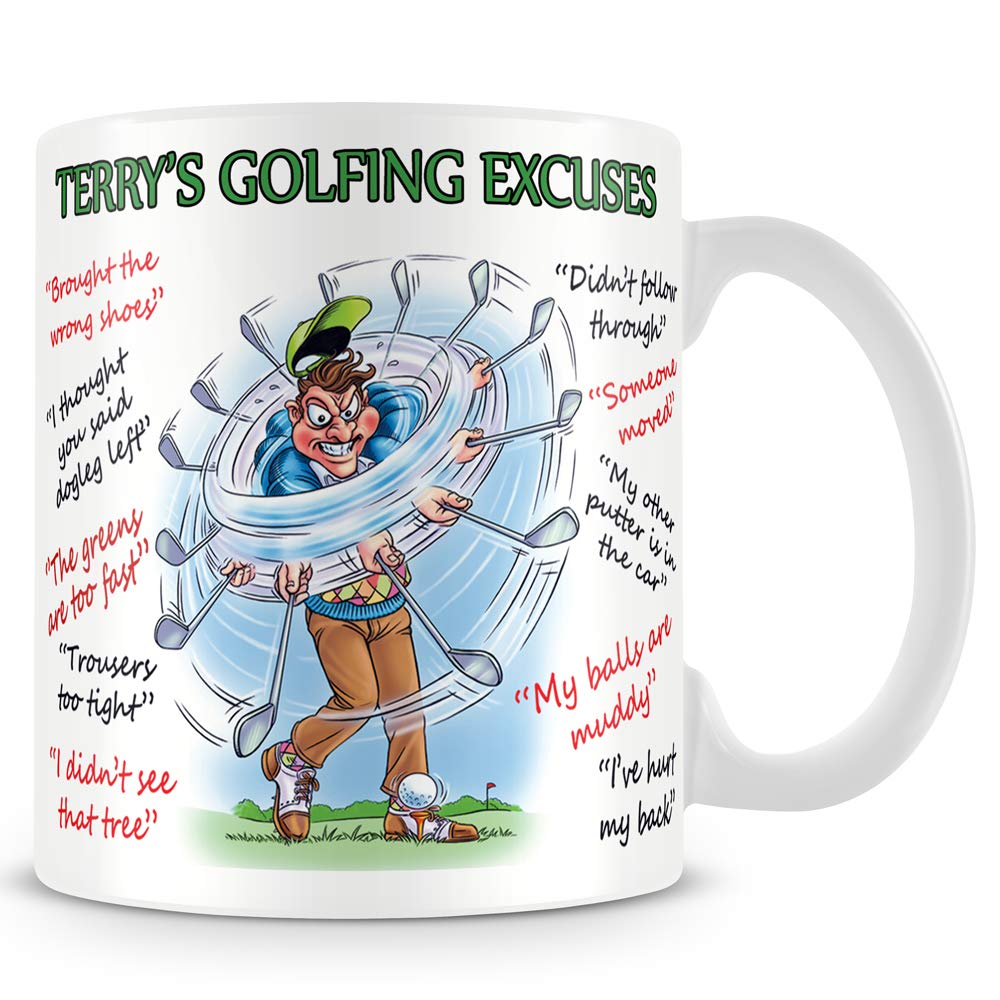 personalised4u Golf Excuses Funny Ceramic Coffee Mug – (Name Can Be Added)