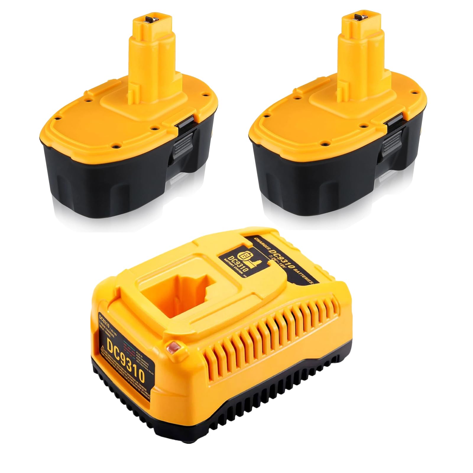 2 Packs 6000mAh 18V DC9096 Replacement for Dewalt Battery and Charger DC9310 Compatible with Dewalt Battery DC9098 DC9099 DW9096 DW9098 DW9099 DC9091 DW9091 (*2 Pack+Charger)