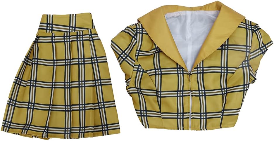 RocailleCos Fancy Girl Yellow Plaid Cosplay Costume Dress Crop Top Blazer Skirt Suit Halloween Outfit for Women - Image 6