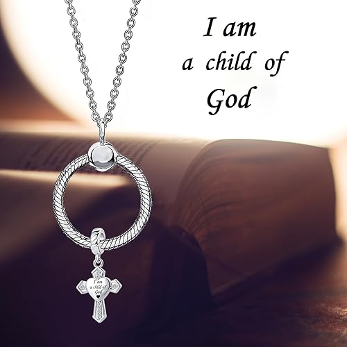 Miniatura 5 de Abalorio colgante religioso con dije de cruz con Dios, todas las cosas son posibles, se adapta a pulseras Pandora