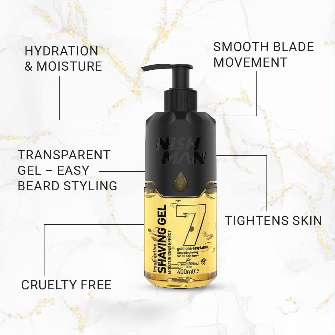 Nishman Fresh Active Non Foaming Shaving Gel | Moisturizing Effect | Dermatologist Tested | All Skin Type | Vegan, No Sulfates, Parabens or Silicones | 400 ML 2