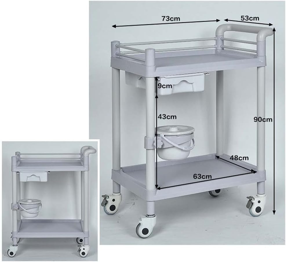 Storage Cart Double Layer with Drawer Beauty Trolley Multifunction Instrument Vehicles Abs Plastic Hospital Clinic Small Carts Load 100 Kg