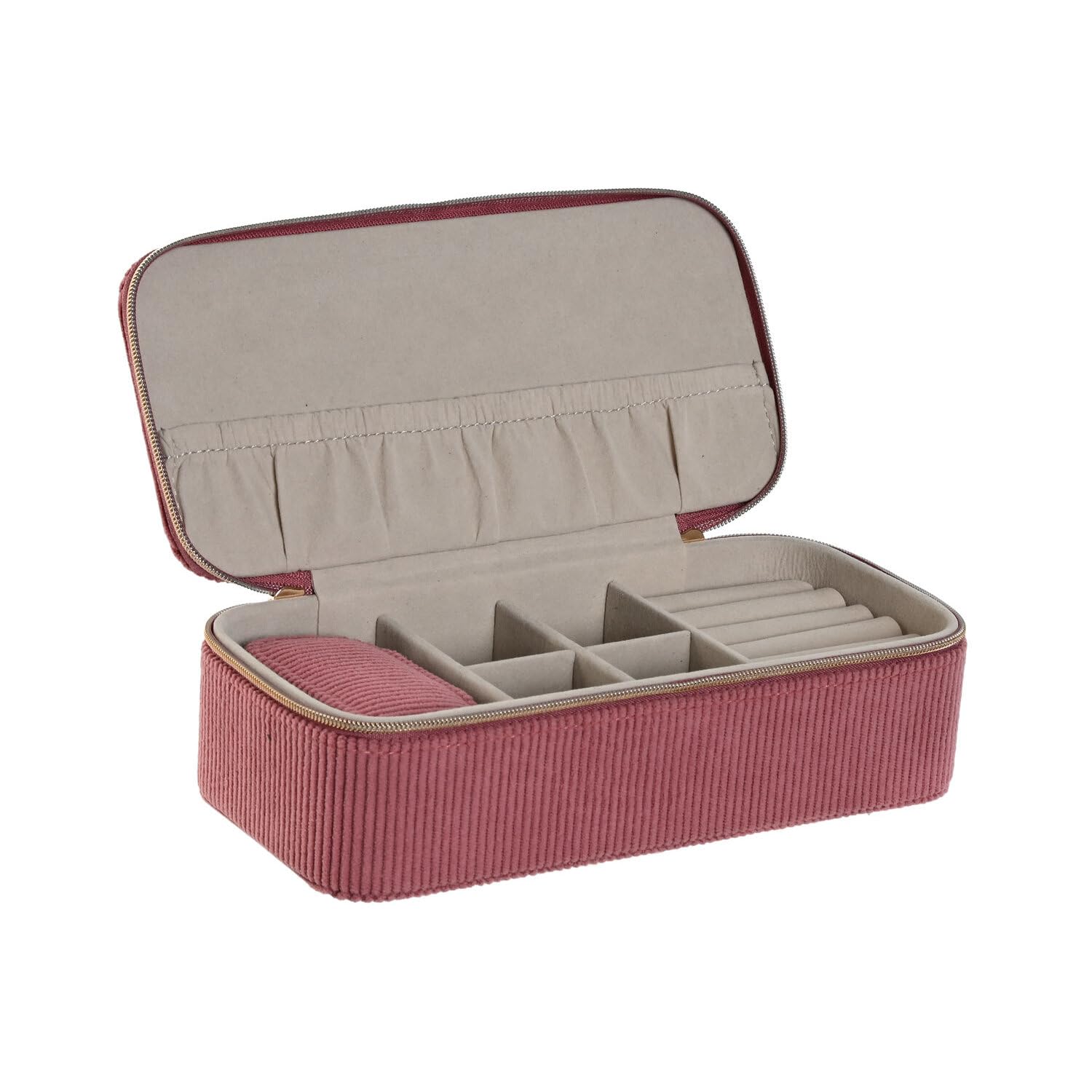 Coffret à bijoux en velours côtelé rose pour sublimer votre coiffeuse de chambre