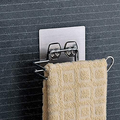 Image of HoMedics Self Adhesive No Drill Self Adhesive Toilet Paper Holder /Tissue Paper Roll Holder /Bathroom Rack for Kitchen /Towel Holder (4, Silver)