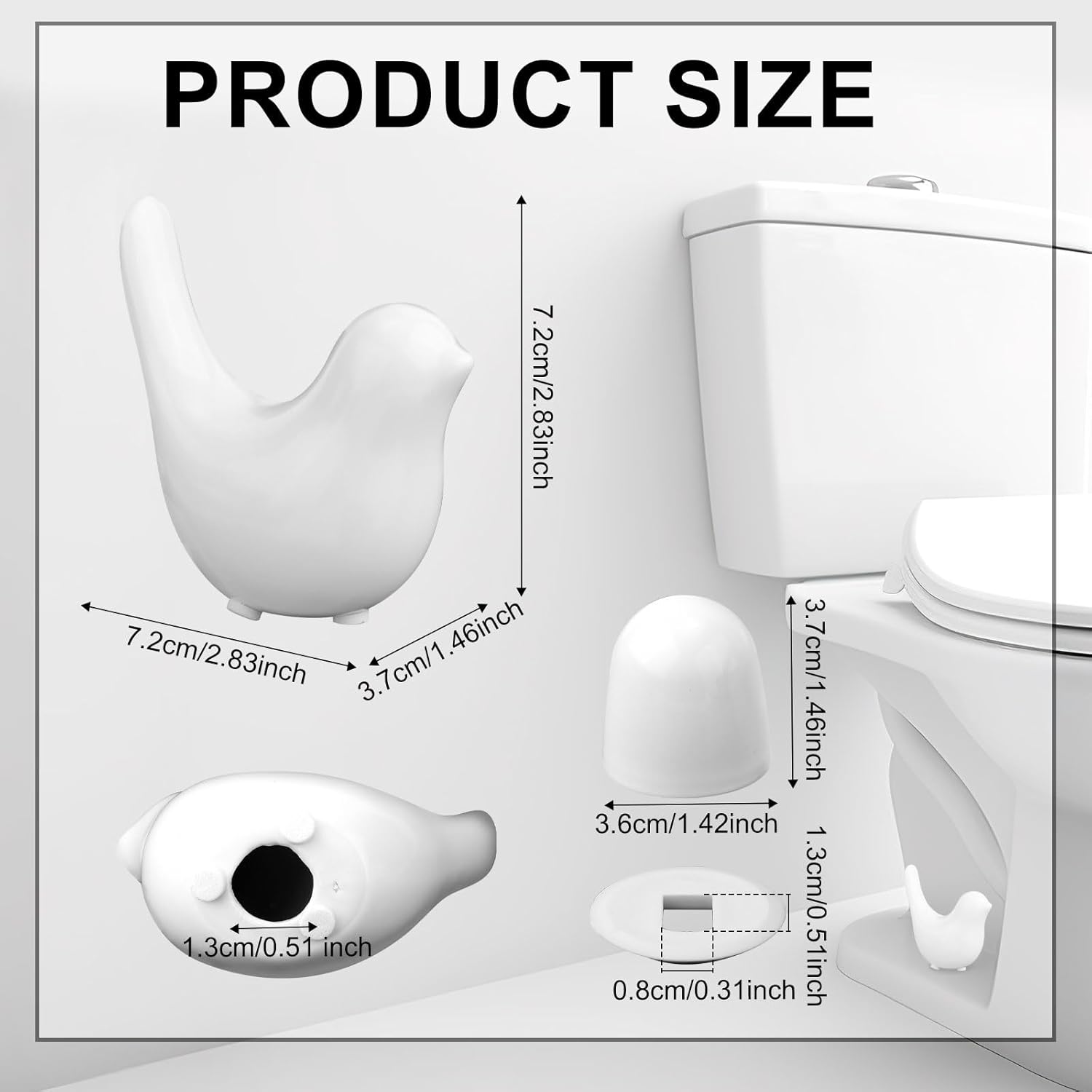 2pcs Toilet Bolt Caps, with 4 Lids And 4 Washers Bird Shape Ceramic Toilet Bolt Covers Decorative Hidden Toilet Screw Caps for Bathroom Toilet Decoration (White)