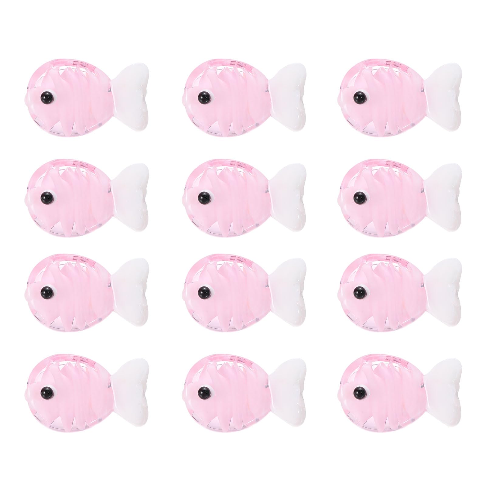 Perles en verre émaillé poisson rose et blanc MECCANIXITY pour bijoux x12