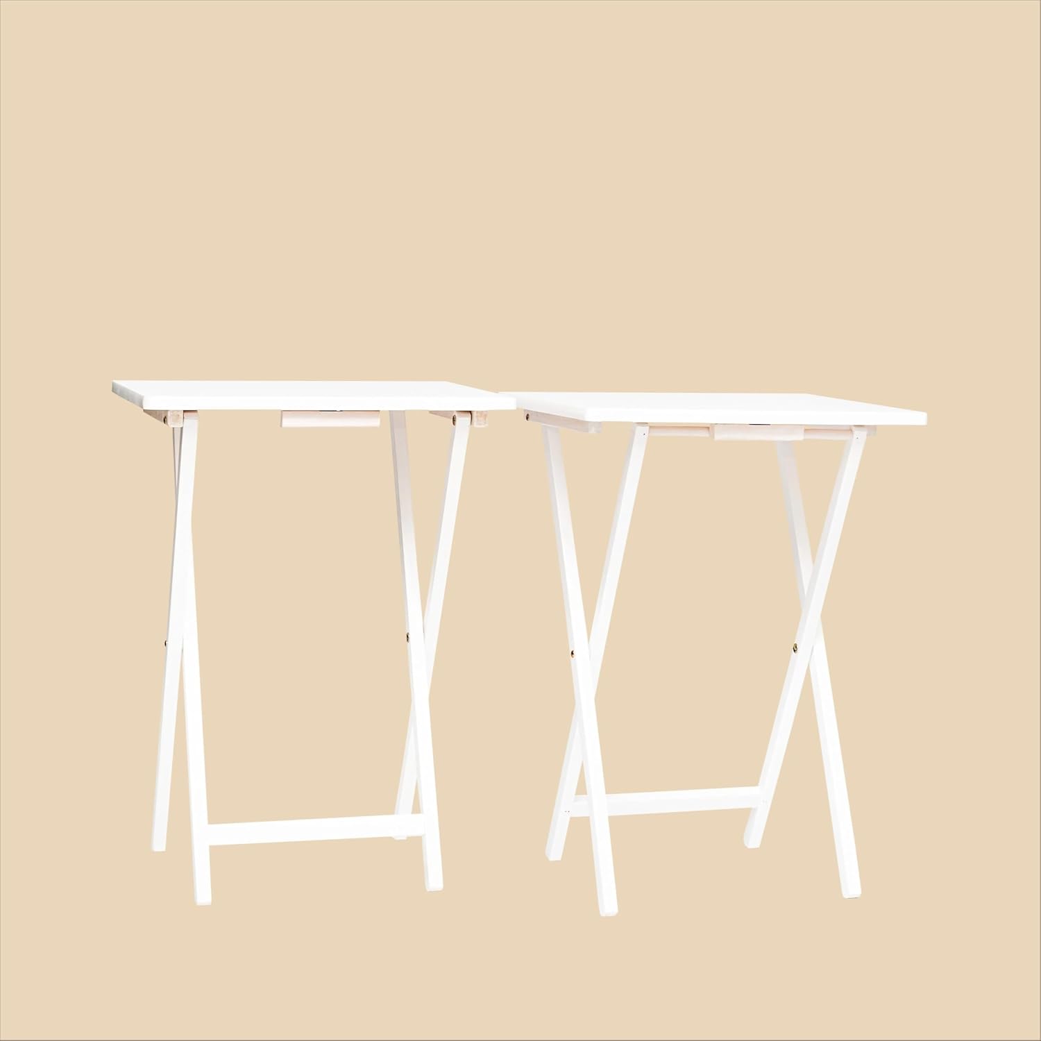 Folding Table L 19 x W 15 x H 26 inches TV Tray Half Portable Laptop Table for Indoor/Outdoor Events (Natural Set of 2)