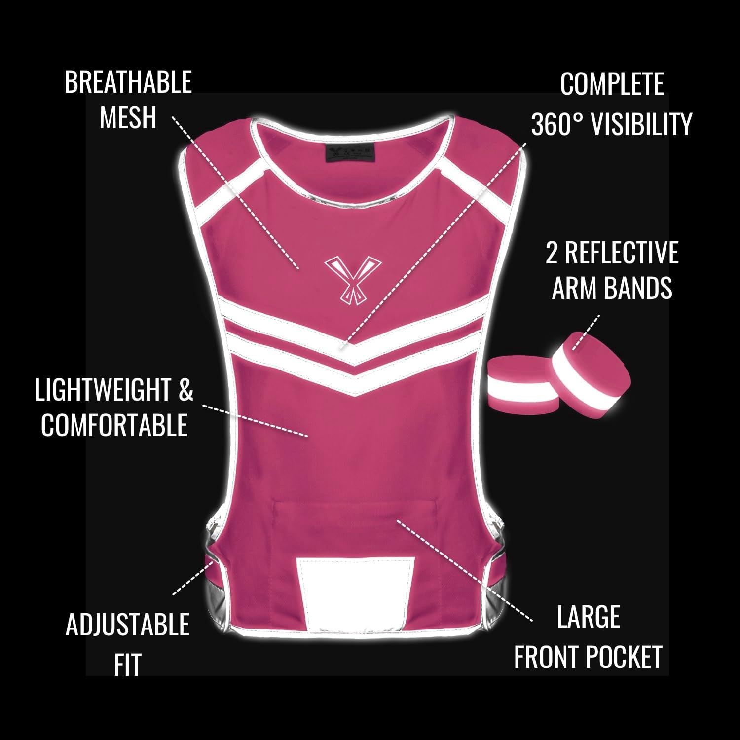 Running Reflective Vest, Inside Pocket & 2 Bands, High Visibility Reflective Running Vest for Night Running Walking Cycling - Image 4