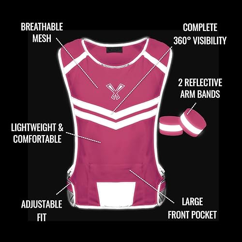 Miniatura 4 de Running Reflective Vest, Inside Pocket & 2 Bands, High Visibility Reflective Running Vest for Night Running Walking Cycling
