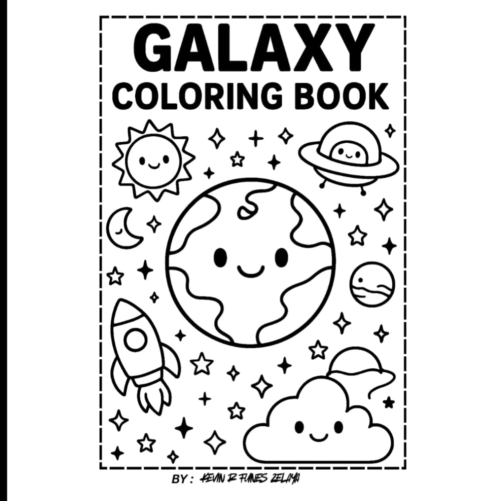 Cute Galaxy & Planets Coloring Book: Kawaii Space, Planets, Rockets & Stars Coloring Pages