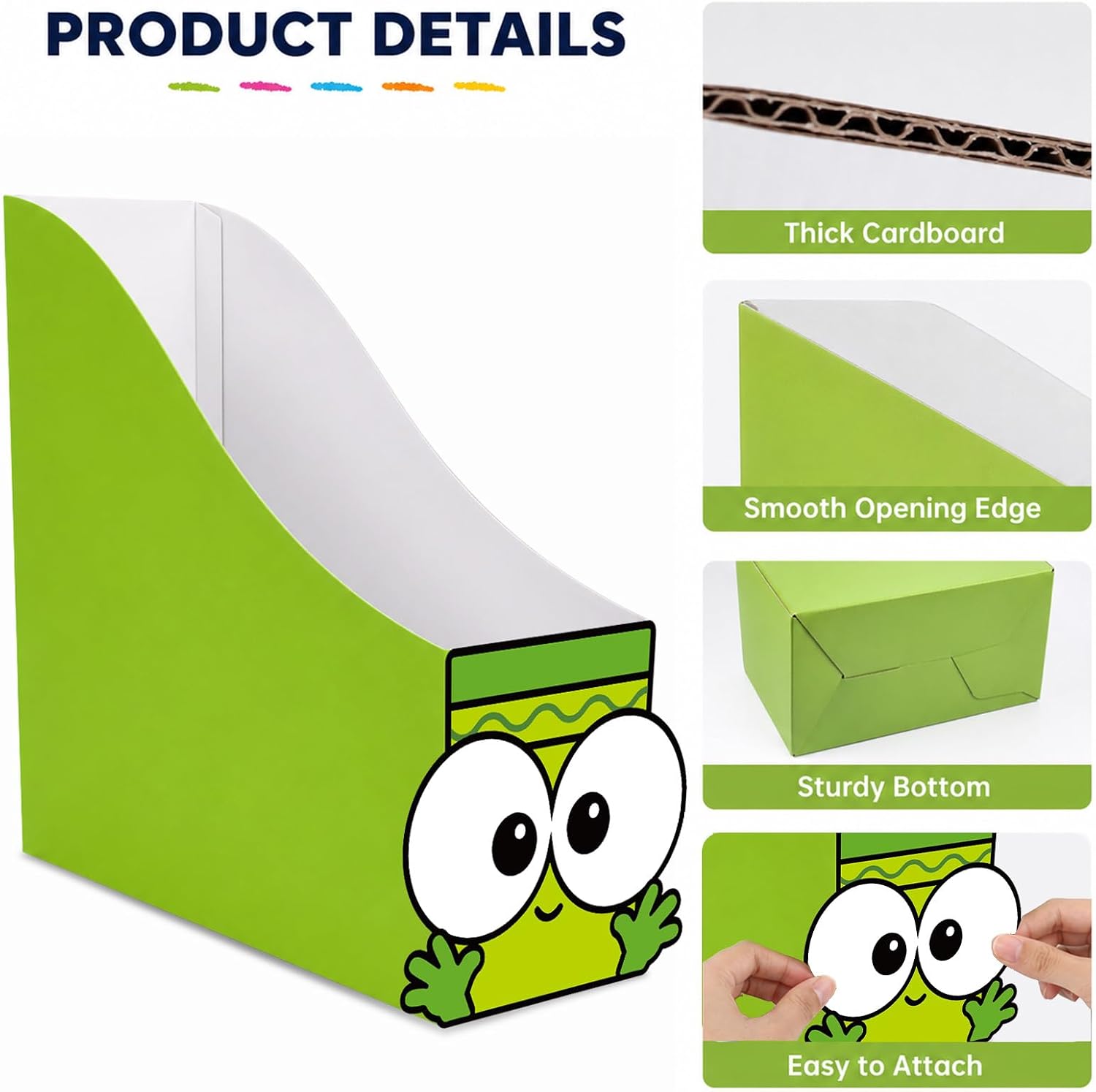 24 Pack Magazine File Holder Crayon Design Cardboard Desk Organizer image 4