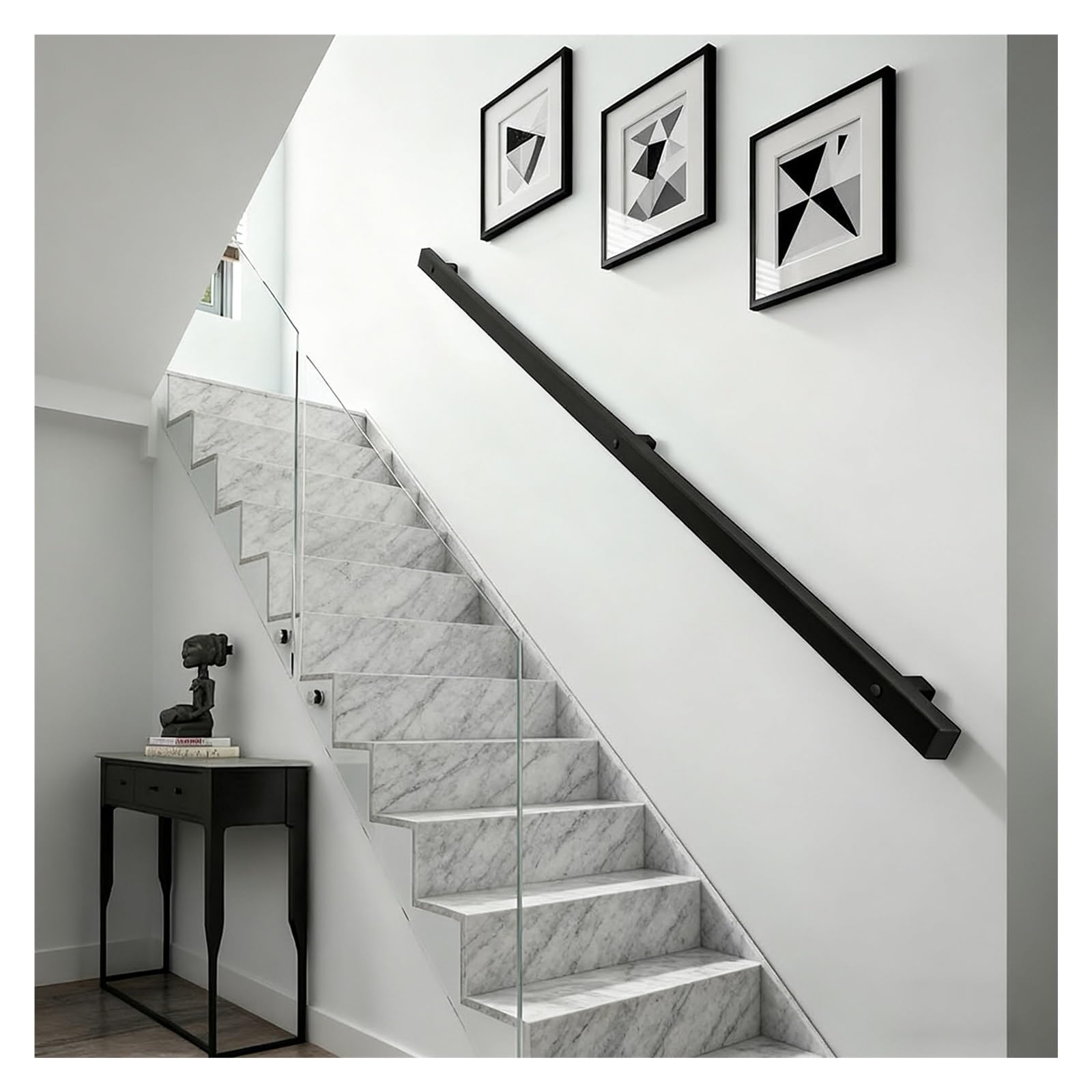 Main courante d'escalier intérieure extérieure en fer forgé noir de 480cm