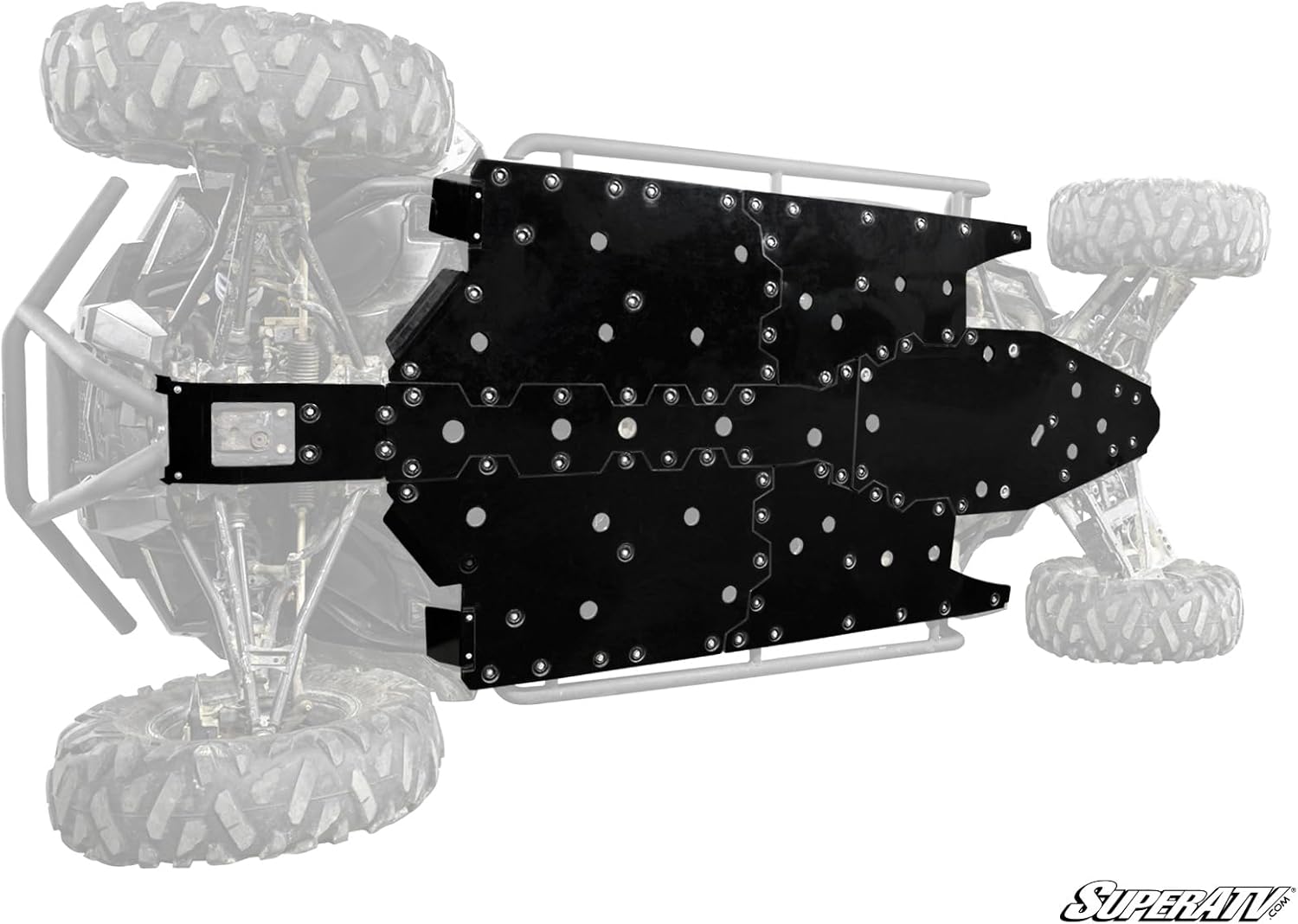 SuperATV Full Skid Plate Compatible With Polaris RZR | Made of 1/2" Thick ARMW Material | Abrasion and Break Resistant | Full Front to Back Protection | Drain Ports Make Cleanup Easy