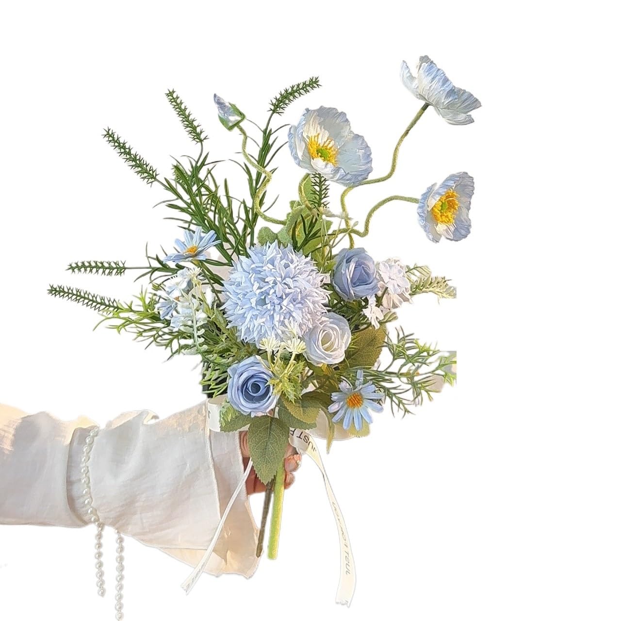 WLH Alexanders Artificial Fake Flowers Plants Silk Flower Arrangements Wedding Bouquets Decorations for Home Party Décor faux flower(Blu)