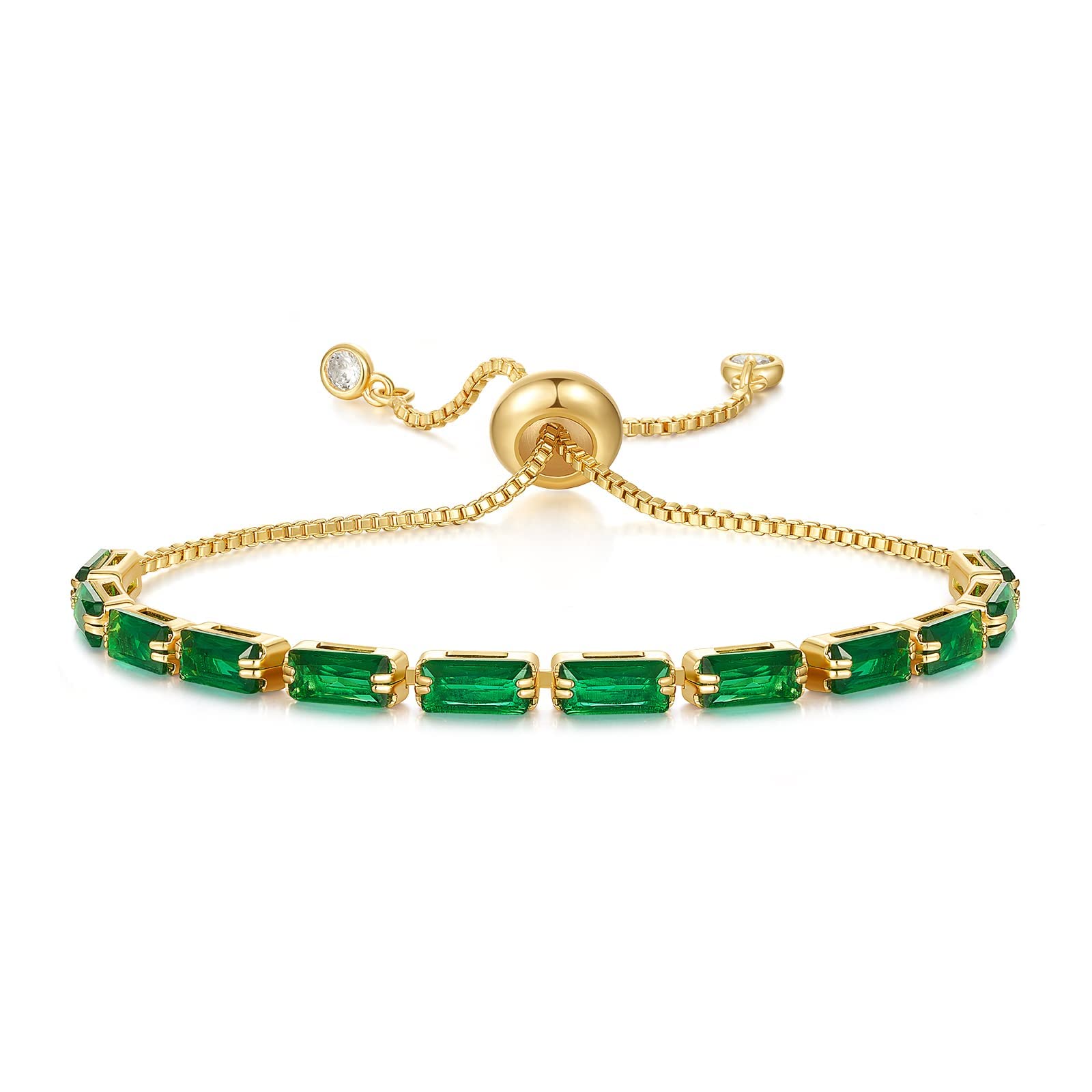Green Women's Tennis Bracelet,Fashionable Adjustable Copper Bracelet, 18K Gold-Plated Sparkling Green Zircon Jewelry,Suitable for Women's Jewelry Gifts