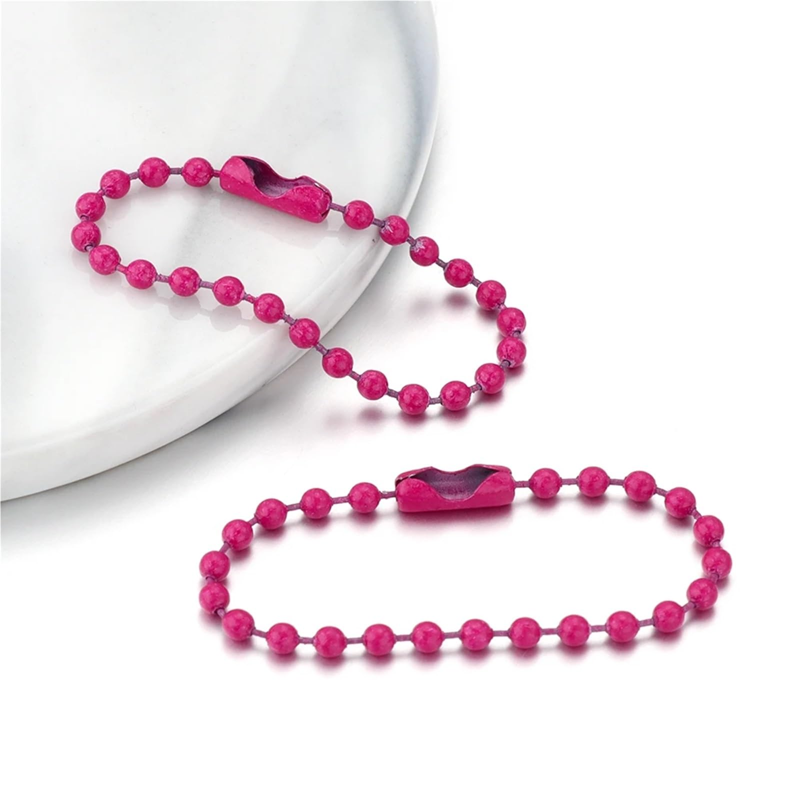 Kugelketten, Bunter Perlen-Schlüsselanhänger, Schlüsselpuppen, Etikett, Handanhänger, Verbinder, Bulk-DIY-Schmuckzubehör(Hot Pink,Length 10cm)