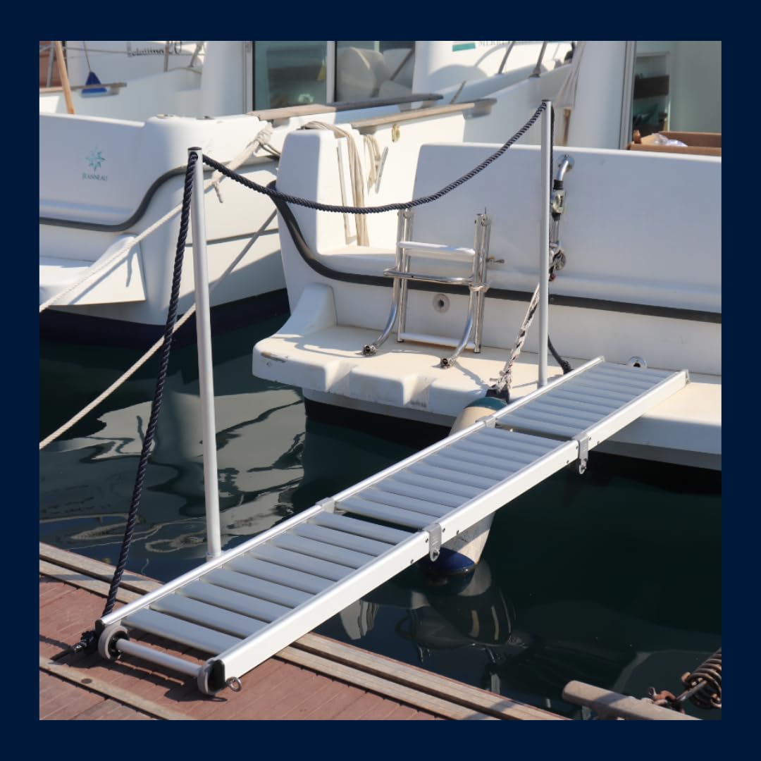 Pasamanos de Aluminio, Candelero con Cuerda Azul, Barandilla para Pasarela de Barco de 2 Metros, Ligero, Alta Resistencia y Elegante