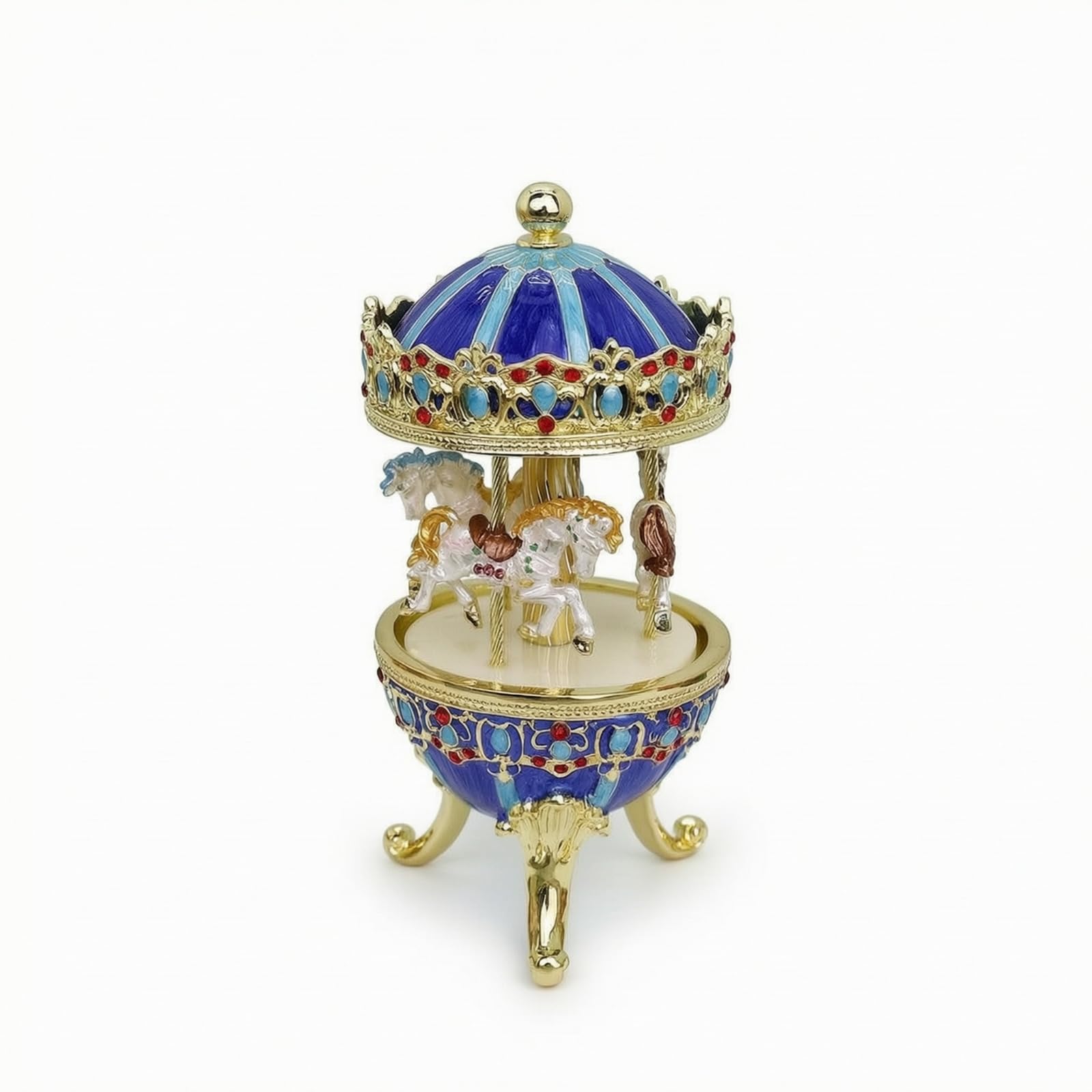 Colcolo Children Musical Carillon Giostra Musica Carosello Scatola Meccanica in Lega con Base a E Motivo Ornamentale Adatta a Regalo Collezione Artistica Arredo Scrivania Mensola, Blu