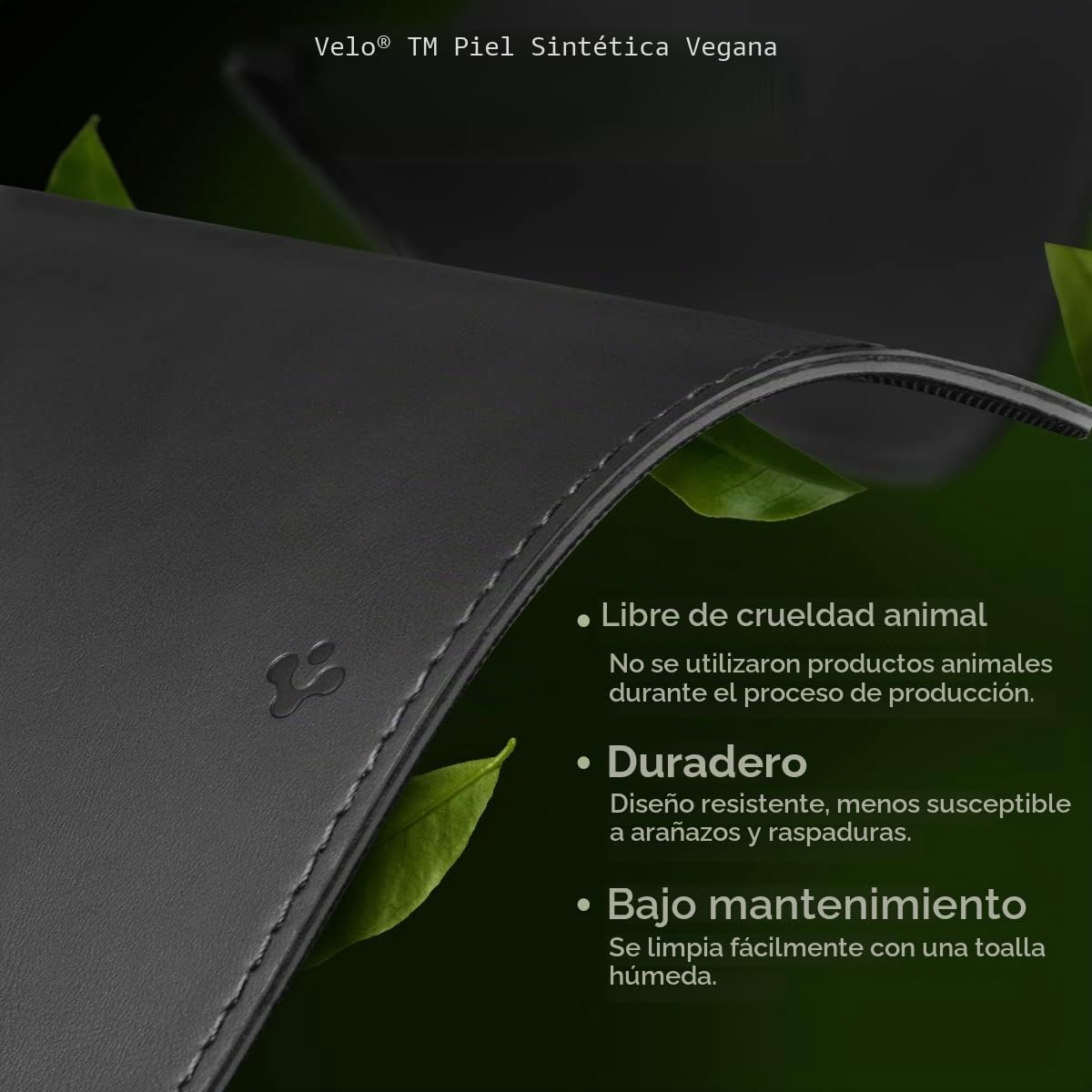 Spigen Alfombrilla de Escritorio Velo Vegan PU Cuero con Soporte Magnético para Cables y Base de Goma Antideslizante - Negro