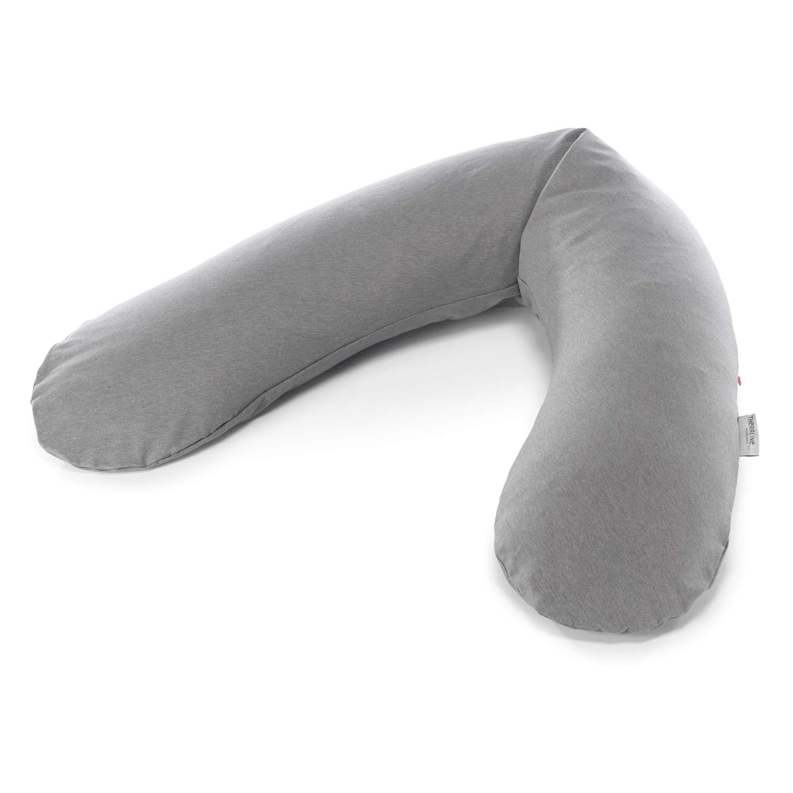Theraline Das Original Stillkissen | 190 cm | Mikroperlen Füllung | inklusive Bezug Melange Mittelgrau