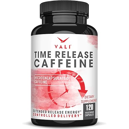 VALI Time Release Caffeine 100mg Pills - Smart Slow Release for Extended Energy & Focus. Advanced Nootropic Supplement. Brain Booster for Active Performance, Alertness & Clarity. 120 Veggie Capsules