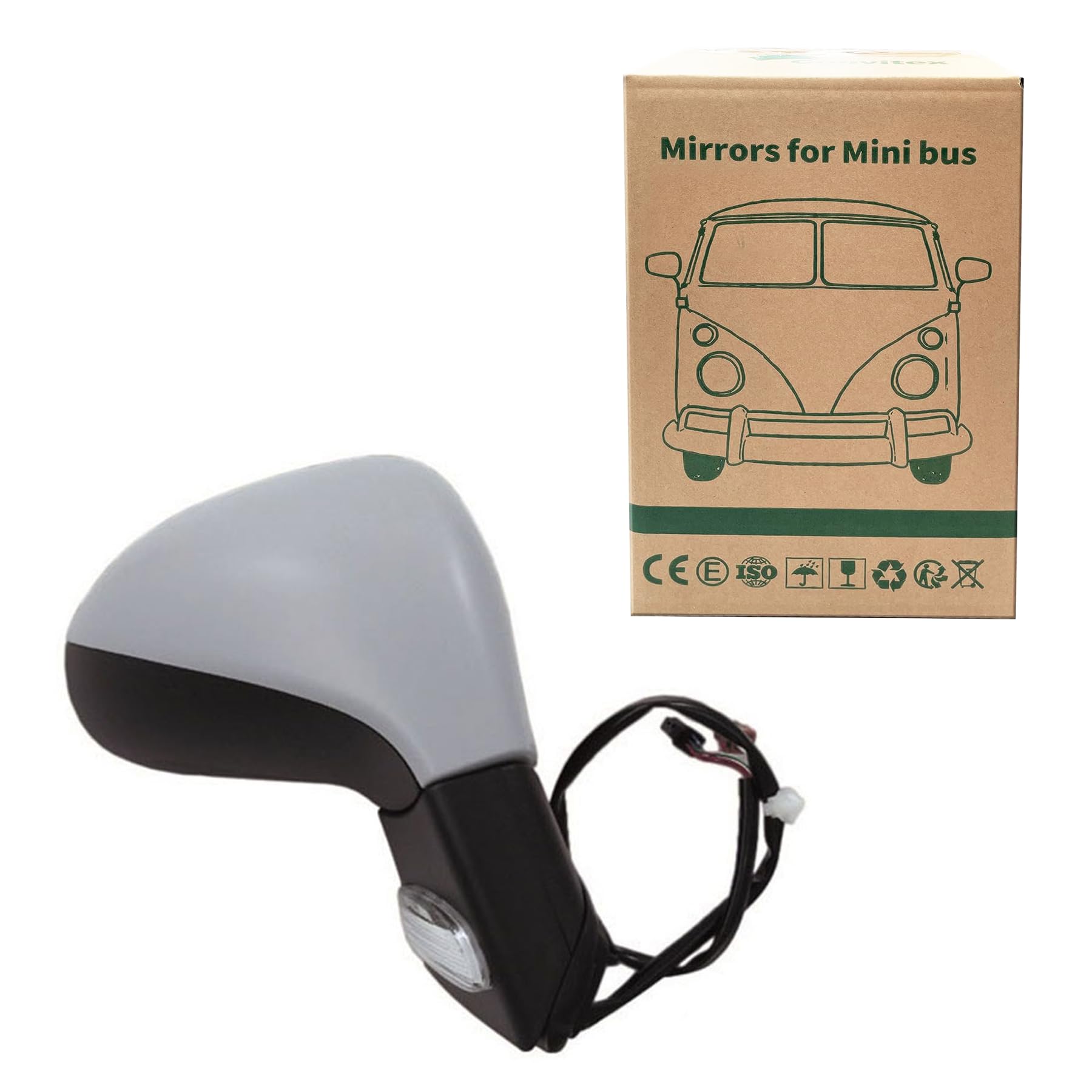 Retrovisore Completo Peugeot 207 2006-2015, Regolazione Elettrica, Manuale Pieghevole, Riscaldamento, Grigio Verniciare, Con Lampeggiante, Sonda Temp., Destra Lato Passeggero