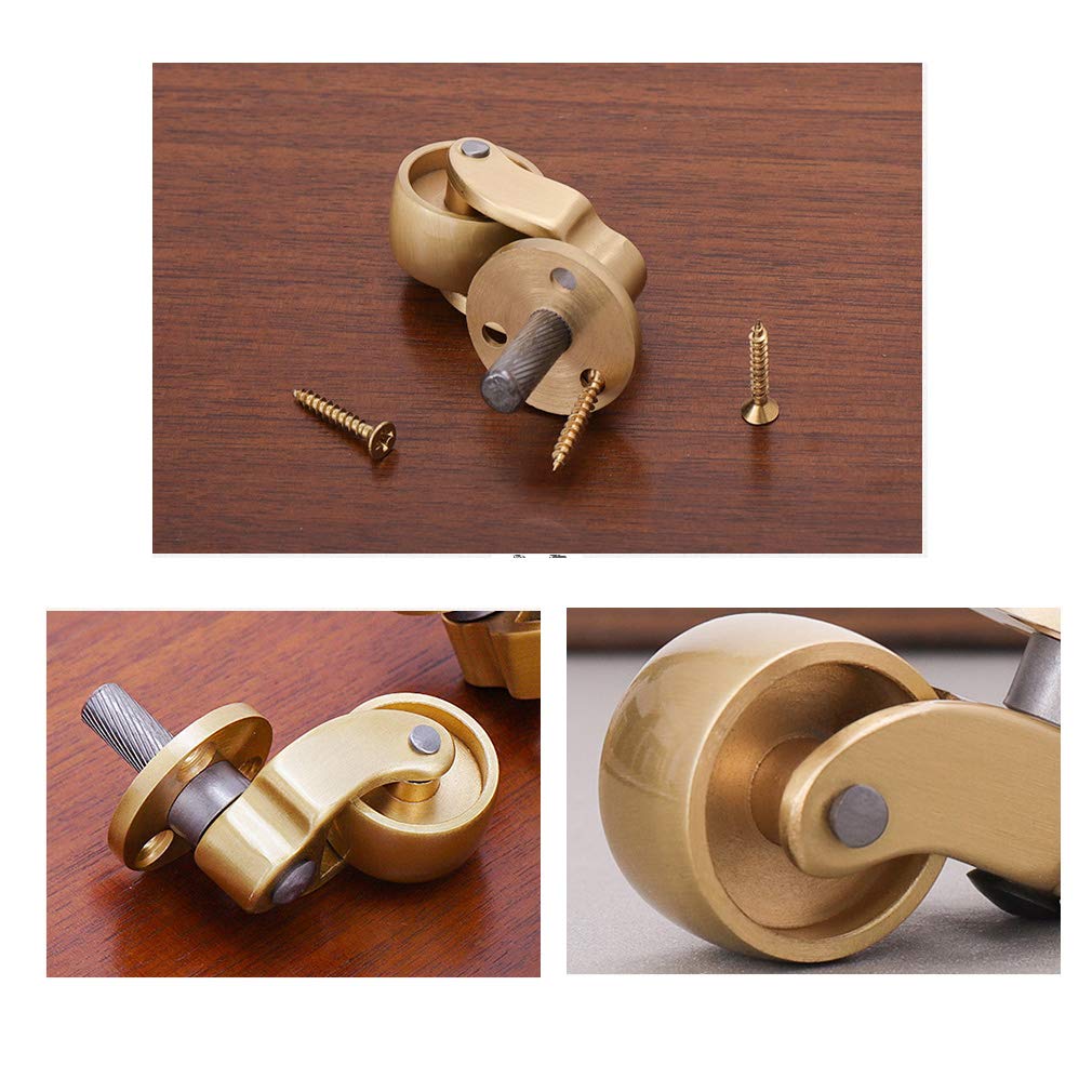 4x Ruedas Giratorias,Latón Ruedas para Muebles,No marca el suelo,Silencioso,Sin Ruido,Accesorios Gratis
