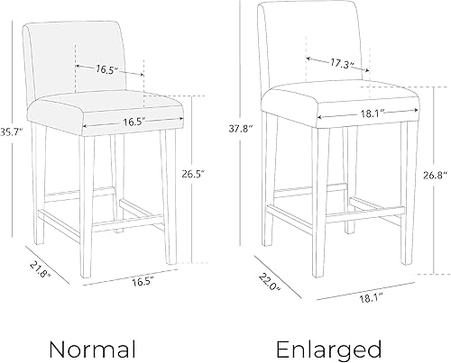 Miniatura 3 de CHITA Juego de 2 taburetes de bar de altura de mostrador, taburetes de bar tapizados de altura de asiento de 27 pulgadas, tela en marfil