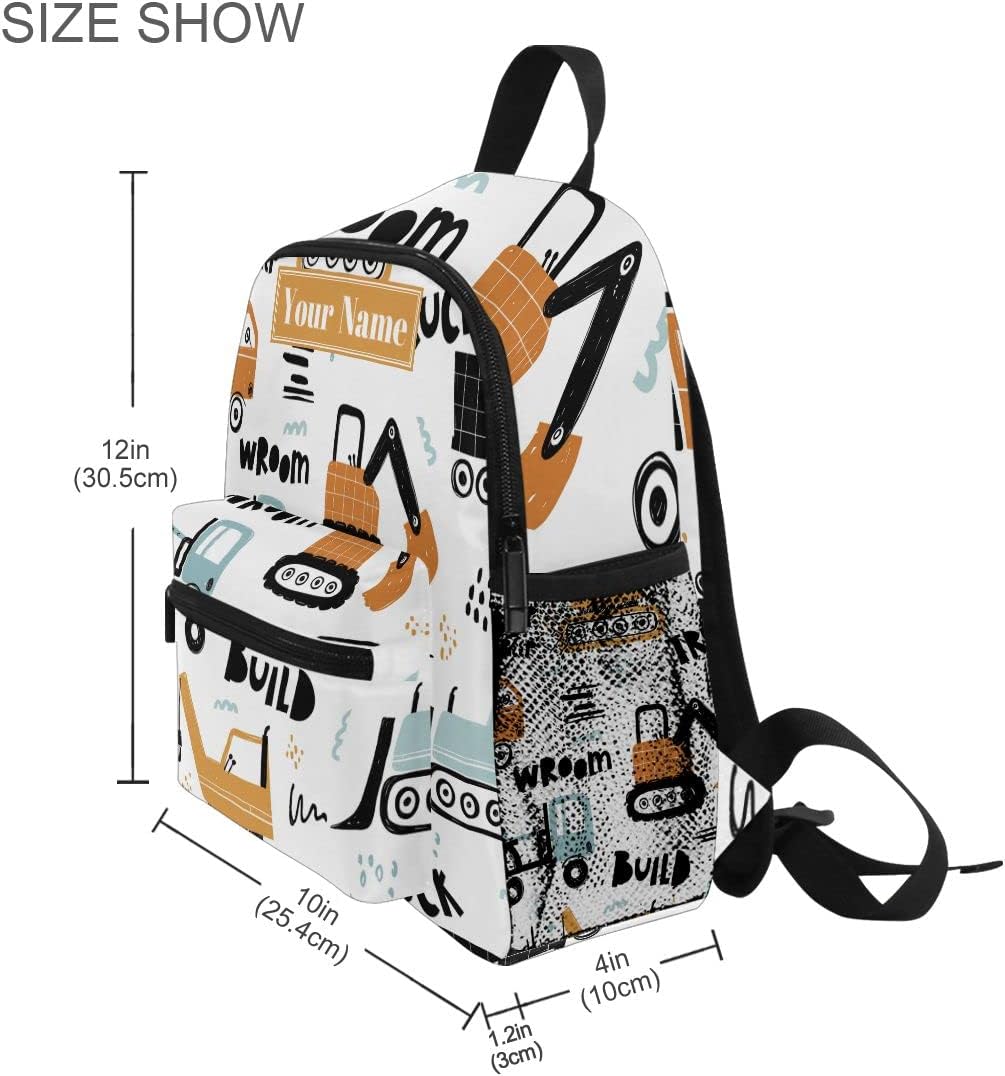 OREZI Custom Preschool Backpack with Chest Strap,Personalized Backpack with Name/Text Daycare Bag,Funny Construction Transport Car Nursery Bag Diaper Bag,S, Multi 16, One Size