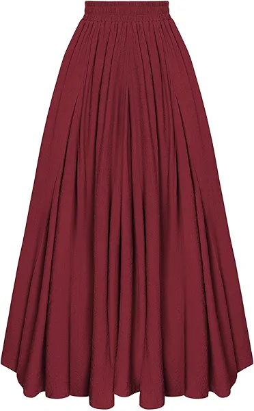 Scarlet Darkness Women Casual Maxi Skirt Flowy Bohemian Renaissance Long Skirts