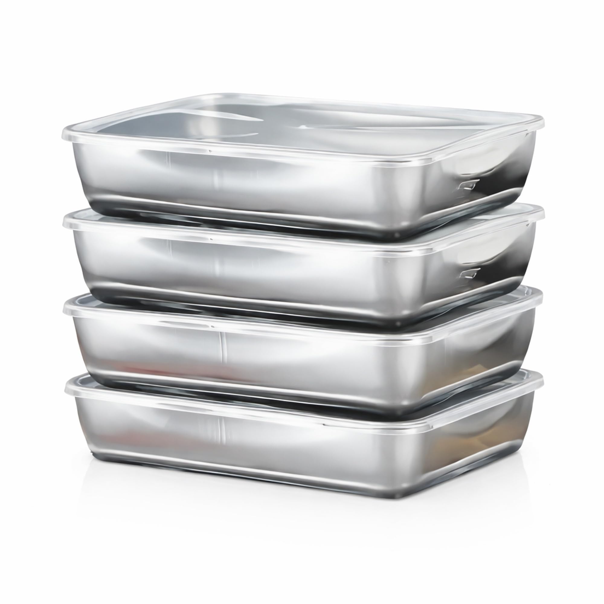 Storm Island Stainless Steel Food Storage Containers with Lids 4 Pack Meal Prep Boxes, 2100ml Leakproof Reusable Lunch Containers for Fridge, Freezer & Kitchen