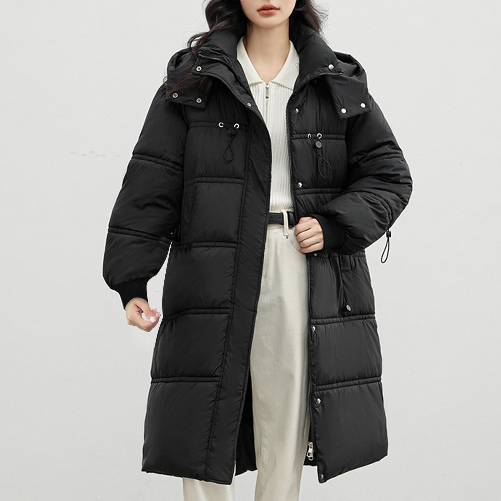 Piumino da Donna 100 Grammi Leggeri Elegante Piumino Lungo con Cappuccio Ripiegabile Cappotto Senza Cappuccio Ultraleggero Taglie Forti Giacca Trapuntino Mezza Stagione Imbottiti Piumini Donna