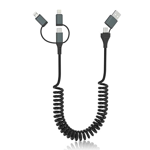Miniatura 8 de Cable USB C y Lightning 2 en 1 en espiral, 3 pies, 60 W de carga rápida y sincronización de datos para Apple CarPlay y Android Auto, cable de