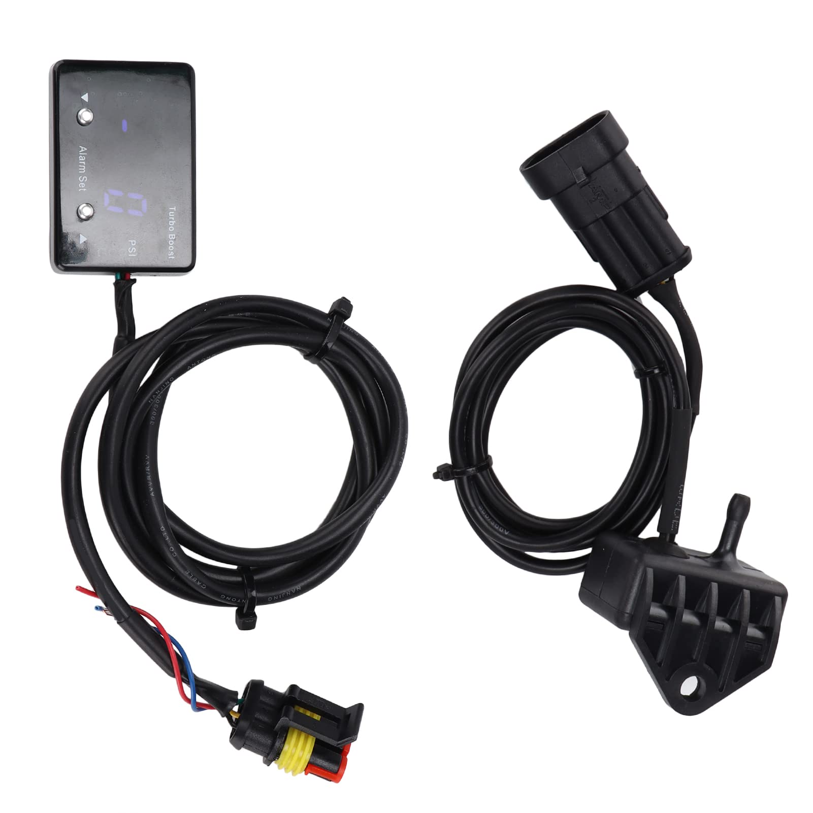 CHICIRIS Digitale Ladedruckanzeige, ABS-Turbo-Ladedruckanzeige, Blaues LED-Display, 12 V, Universelles Automessgerät mit -14 Bis 40 PSI Bereichsalarmeinstellung, Einfache Installation für das