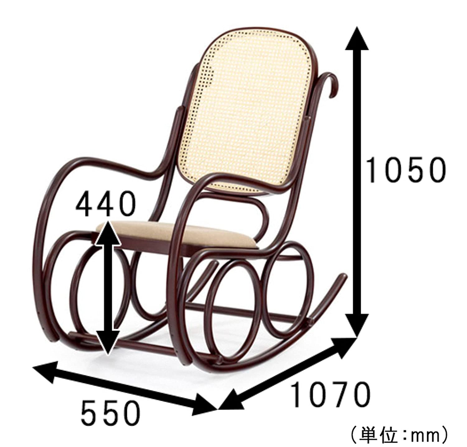 Amazon｜秋田木工 ロッキングチェア 幅55×奥行107×高さ105cm WN 曲木