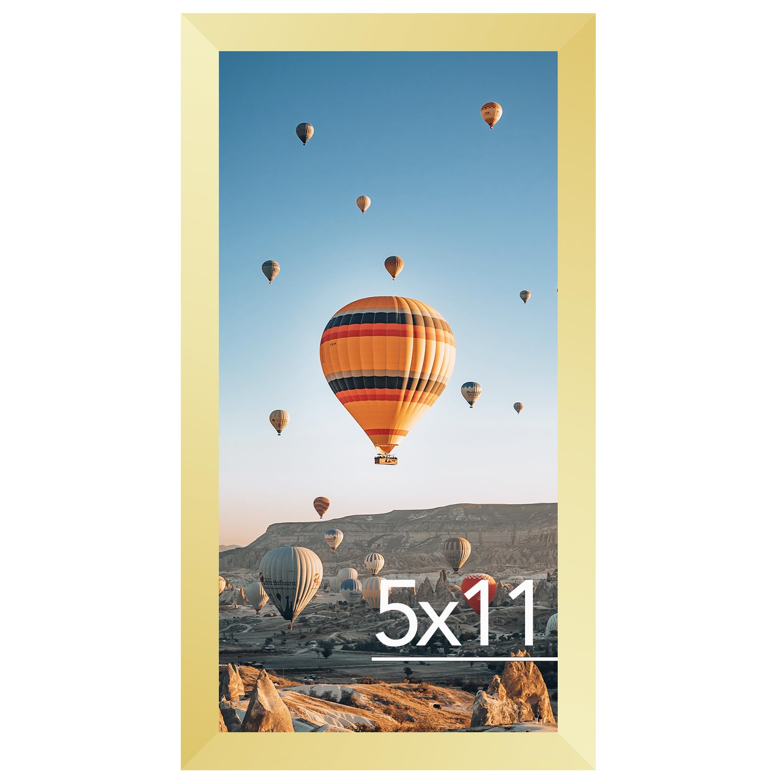 JCJMY 5x11 Picture Frame Gold for Wall Hanging or Tabletop, Wall Mounting Horizontally or Vertically, 5 x 11 Wall Gallery Poster Photo Frame with Shatter Resistant Plexiglass, Gold