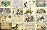 Vintage Printed French Post Cards Collage Sheet #102 Labels, Scrapbooking, Decoupage
