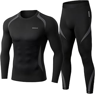Thermounterwäsche Herren, Skiunterwäsche Winter Thermowäsche Set Funktionsunterwäsche Warm Weich Funktionswäsche atmungsaktiv Thermo Unterwäsche Thermounterhemd Thermounterhose für Männer