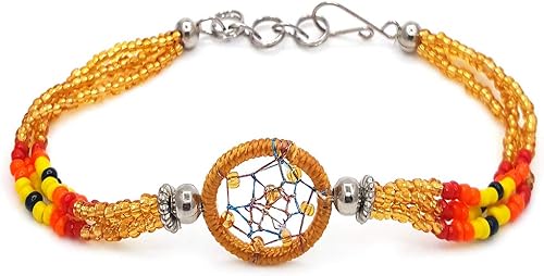 Mia Jewel Shop Pulsera de hilo redondo inspirado en los nativos americanos, atrapasueños con cuentas de semillas multicolores, joyería hecha a mano