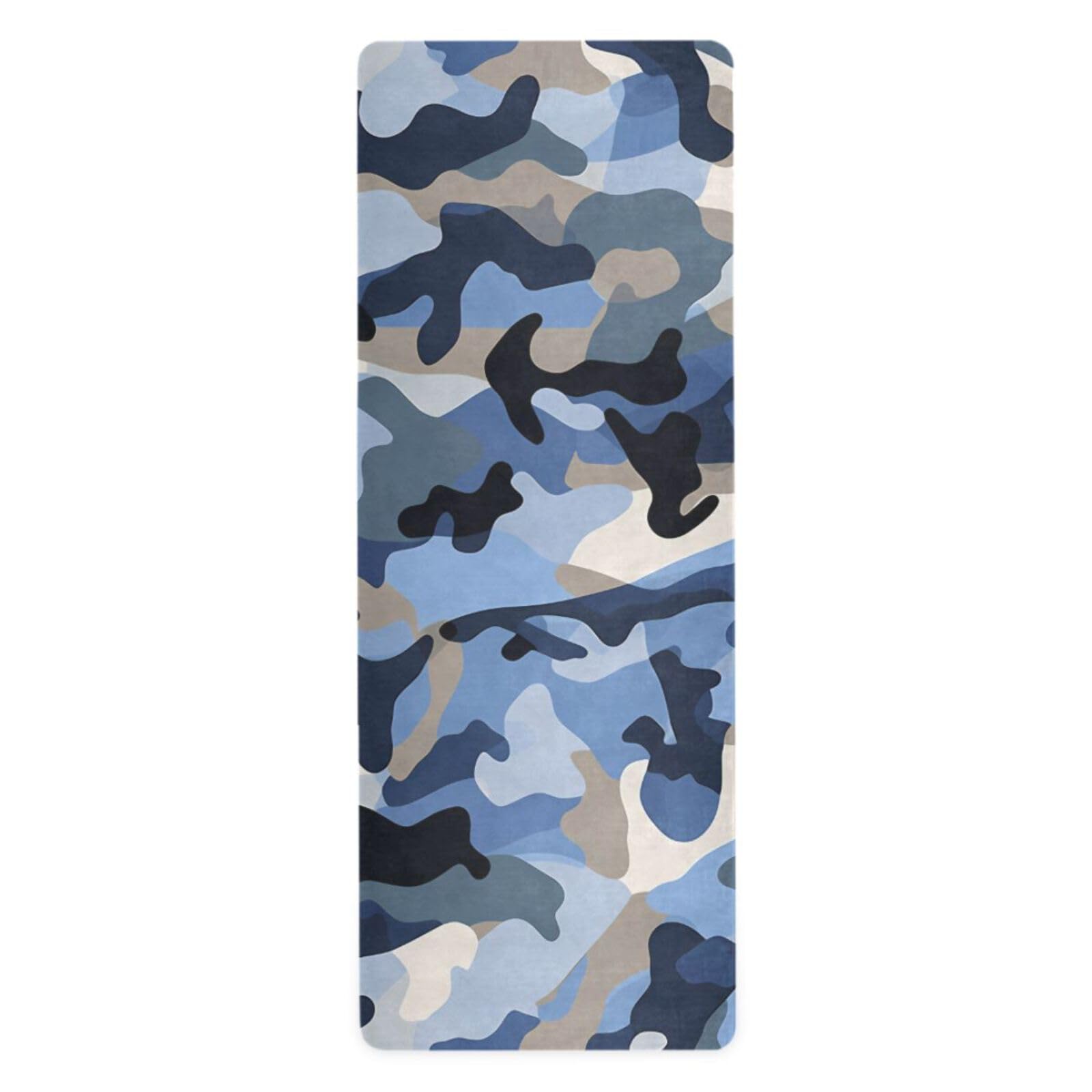 Camouflage Blue thin yoga mat for women printed, natural rubber non slip, with yoga mat bag tapete para ejercicio 71x26 inches 1MM