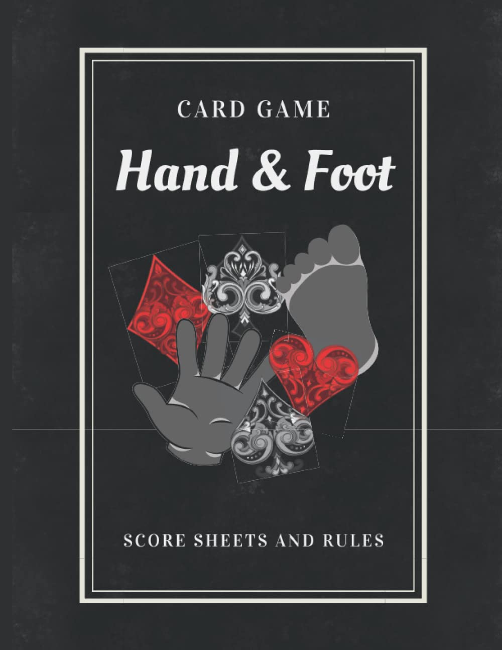 Hand and Foot Card Game Score Sheets: Score Keeper Notebook with Rules and Instructions - Black Faded Velvet Cover