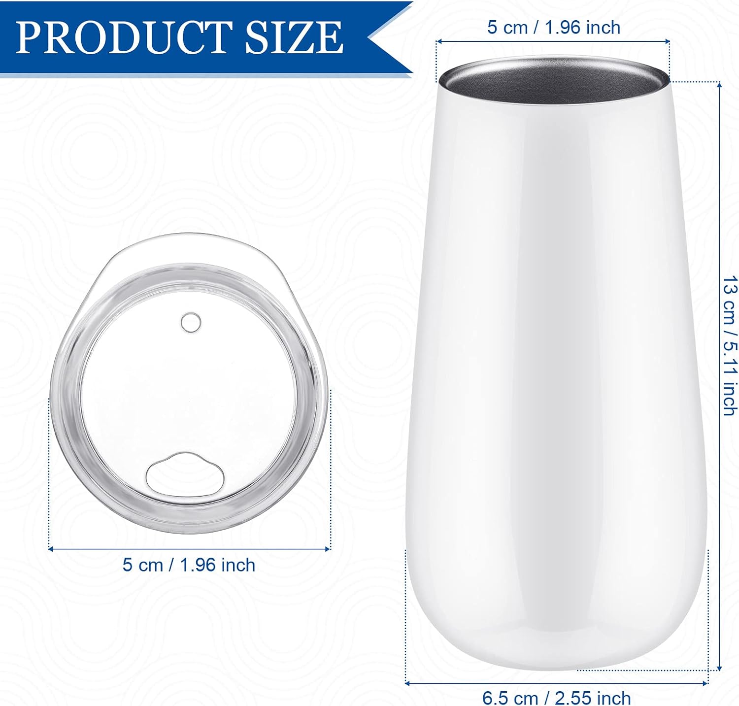 Patelai 12 Pieces 6 oz Stemless Champagne Flutes Wine Tumbler Double-Insulated Cocktail Cups Unbreakable Reusable Champagne Toasting Glass with Lid for Wine Cocktail Wedding Birthday Party (White) - Image 2