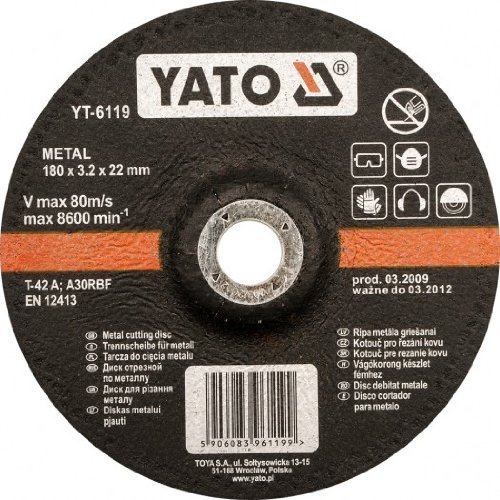 Yato Yt-6114 Depressed Centre Metal Cutting Disc, 115 Mm Diameter