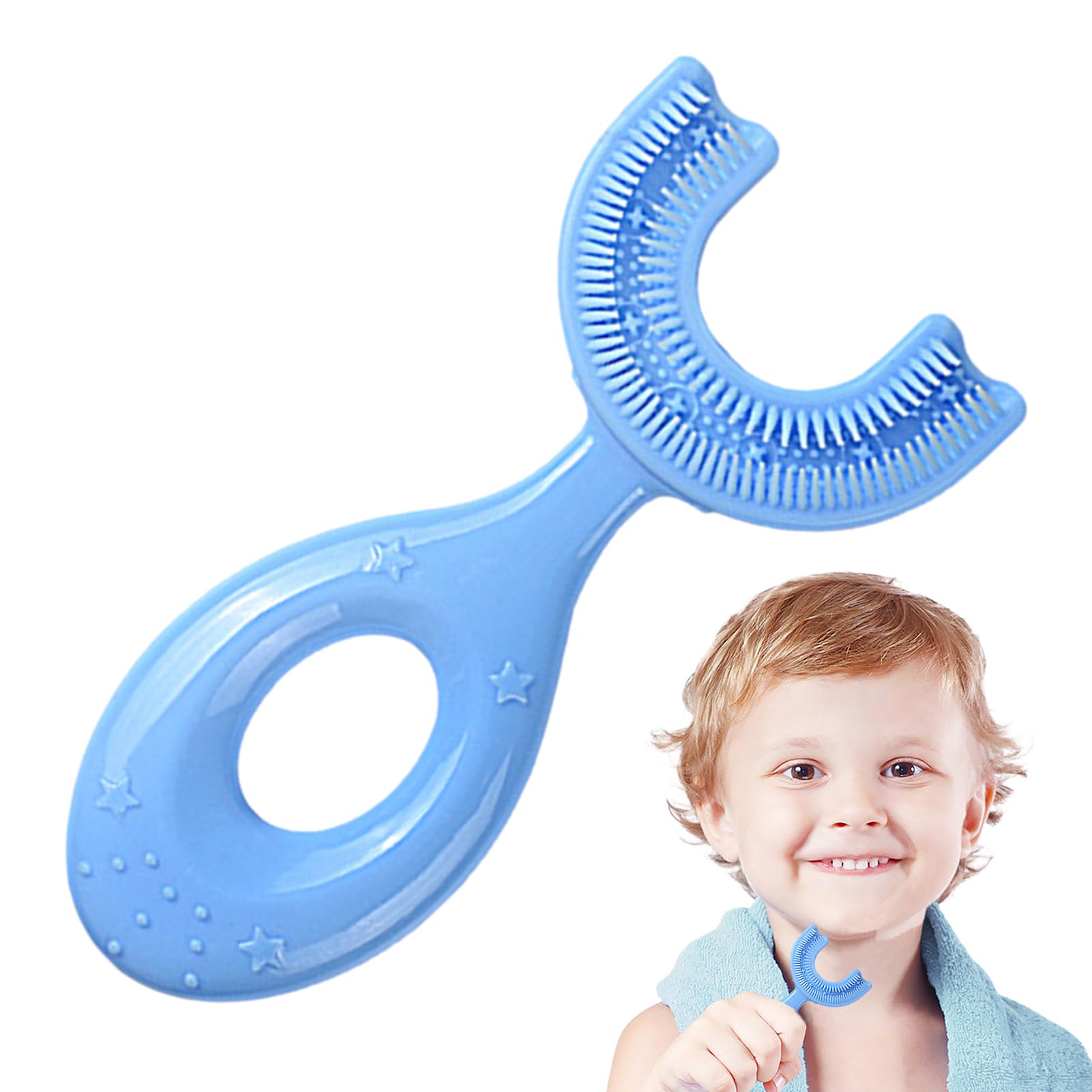 Silicone Bristle Toothbrush Kids 360 Degree U Shape Food Grade Handheld Brush Gentle Soft Bristles Care Tool During