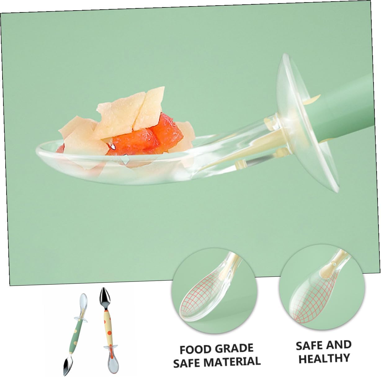 Double-head Silicone Spoons Practical Feeding Utensils Lightweight Portable for Supplementary Food with Smooth Polished Heads Safe